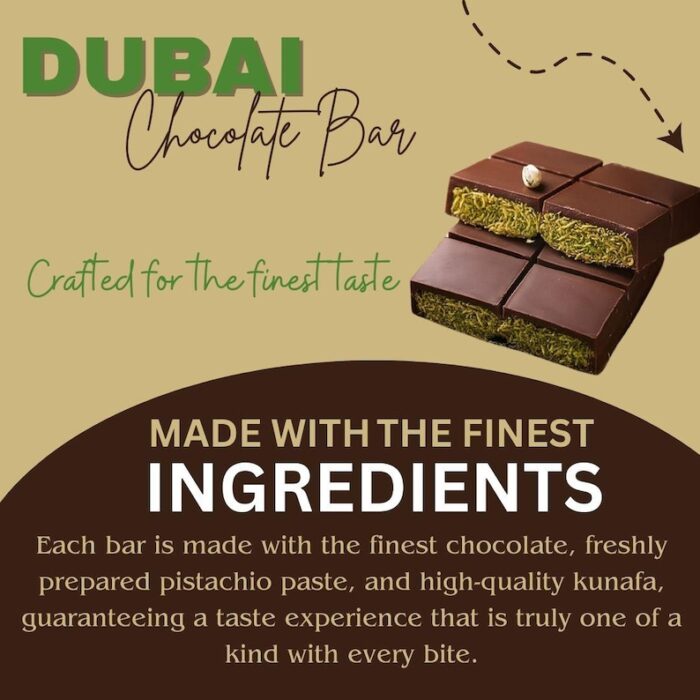 Kunafa Viral Dubai Chocolate Bar - 6 Pieces Gift Box